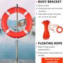 Life Ring, 23"/28" Boat Safety Throw Rings, Life Preserver Ring with Bracket and 98.5 FT Floating Rescue Rope, Outdoor Professional Throwable Flotation Device
