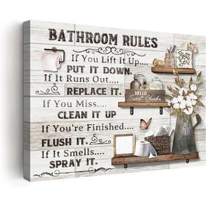 Yirasnezy Farmhouse Bathroom Decor Wall Art Rustic Flower and Butterfly Pictures Canvas Print Wall Decor Country Bathroom Wall Art Framed Ready To Hang 12"x16"