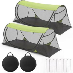 2 Pack Large Pop up Mosquito Tents 78 x 31 x 23 Inch Portable Foldable Mosquito Net with Bag and Stakes for Summer Camping Outdoor Athletes Indoor Travel Beach Bedroom