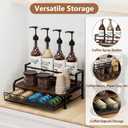 Coffee Syrup Rack Organizer, 3-Tier 8 Bottles Syrup Rack with Pod Holder Drawer for Nespresso Pods, Holds up to 30 Big or 40 Small Capsules, Countertop Coffee Bar Organizer for Kitchen Cafe