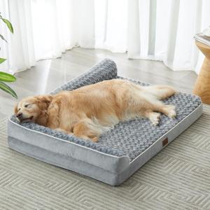 BFPETHOME Orthopedic Dog Beds for Large Dogs-Waterproof Sofa Dog Bed with Removable Washable Cover, Big Pet Bed with Waterproof Lining and Nonskid Bottom,Pet Bed for Large Dogs (36.0"L x 27.0"W x 3.0"Th, Grey)