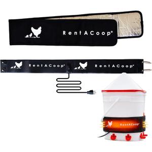 RentACoop Heated Chicken Waterer Belt for Winter, Thermo Heater Strap LG with Insulated Wrap for 2-5 Gal, 40W Energy Efficient, Safe to -10F, Auto Thermostat (Large, Black)