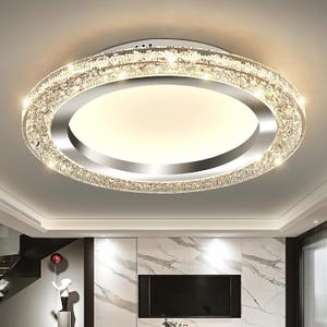 UOFUS 19.68" Modern Flush Mount Ceiling Light Chrome Round LED Ceiling Lamp