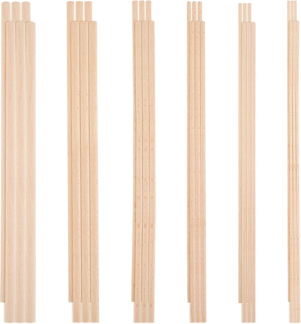 OLYCRAFT 36Pcs Dowel Rods Wood Sticks 3mm 4mm 5mm 6mm 8mm 10mm Assorted Sizes Beech Wood Sticks Unfinished Dowel Round Wood Dowels for DIY Projects Crafting, Wooden Craft Sticks