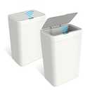 Bathroom Trash Can with Lid,Automatic Garbage Can with Touchless and Sealed Design,Slim Motion Sensor Waterproof Plastic Trash Bin Suitable for Bedrooms,Bathrooms,Kitchens,(White