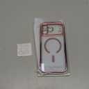 Magnetic for iPhone 17 Pro Max Case, Compatible with MagSafe, Built-in Camera Lens Protector, Slim Thin Soft Silicone Bumper Shockproof Metallic Luster Phone Case, Rose Gold