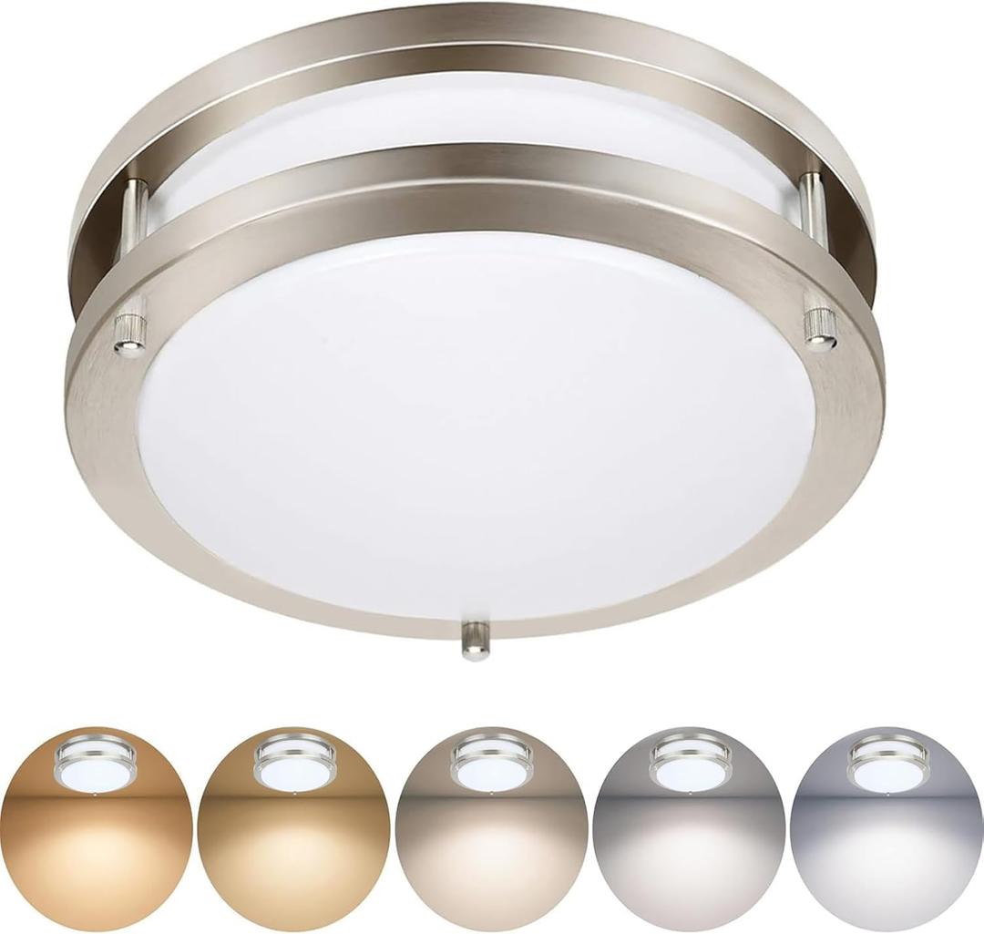 Drosbey 48W Dimmable LED Ceiling Light Fixture, Kitchen Light Fixtures, 13.2 inch Flush Mount Ceiling Lights for Bedroom, Bathroom, 2700K/3000K/3500K/4000K/5000K Selectable, Super Bright 5000LM (Black-5CCT)