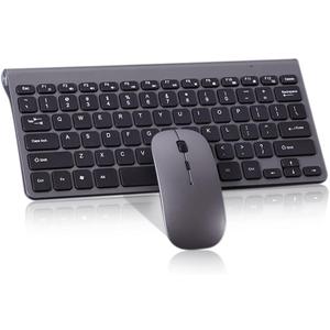 Wireless Keyboard and Mouse Combo, Compact Quiet Wireless Keyboard and Mouse Set 2.4G Ultra-Thin Sleek Design for Windows, Computer, Desktop, PC, Notebook, Laptop (GHKM03)