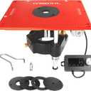 O'SKOOL Motorized Router Lift for 3-1/2" Routers, Fits BOSCH RA1181 RA1171 Tables, Digital Controller, 5 Insert Rings, Micro-Adjustment, CNC Aluminum Plate, RTS023