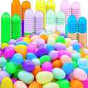 FORLINX 50Pcs Empty Plastic Easter Eggs - Party Decorations, Printed Shells, Fillable Basket Fillers Stuffers, Classroom Prize Egg Supplies Toy for Kids