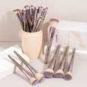 MAANGE 30 Pcs Professional Makeup Brush Set with Travel Case Kabuki, Foundation, Powder, Blush,Blending& Eyeshadow Brushes, Labeled for Gift-Ready Box,Champagne