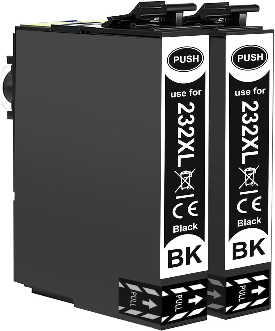 VICTORSTAR 232XL 232 XL T232 Remanufactured Ink Cartridges 2 Blacks High Capacity 500 Pages for XP-4200 XP-4205 WF-2930 WF-2950 Printer
