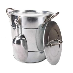 T586 4L Silver Metal Galvanized Double Walled Ice Bucket Set With Lid And Scoop