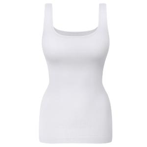 KIKIMINK Womens Shapewear Tank Tops Tummy Control Seamless Square Neck Body Shaper Compression Camisole Slimming Undershirt - White Medium (White, M)