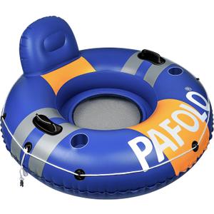 River Tubes for Floating Heavy Duty, Pool Float Adult, 53" Inflatable Float Tube for Beach Lake Rafting, River Floats with Mesh Bottom (Blue & Orange)