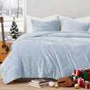 Geniospin Fleece Twin Comforter Set, Soft Fuzzy Twin Bedding Sets, 2-Pieces Blue Comforter Set for All Season, Warm Fluffy Comforter with 1 Pillow Case
