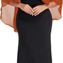 Sheer Shawls and Wraps for Evening Dresses Chiffon Capes for Women Soft Wedding Cover Up (Burnt Orange)