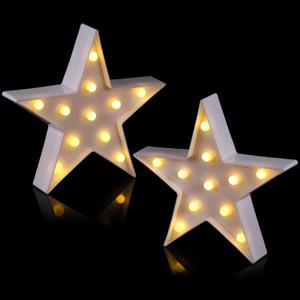 Tarpop 2 Pcs Star Plastic Night Light Battery Operated LED Marquee Light Star Sign Room Wall Lamp for Movie Night Supplies Carpet Party Decorations Christmas Theater(White)