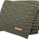 LAWKUL Baby Blankets Cable Babe Blanket Checkered Soft Cuddle Newborn Infants Receiving Swaddle Boys Girls Dark Green 40"x30"