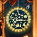 Tiamon Merry Christmas Window Light Decorations Xmas LED Decorative Window Battery Operated 3D Acrylic Hanging Light with Suction Cup Hooks for Holiday Party Windows Wall Bedroom Decor, Warm White