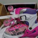 Sowume Adjustable Roller Skates for Girls and Women, All 8 Wheels of Girl's Skates Shine, Safe and Fun Illuminating for Kids (Small-(10-13 US), A-Pink)