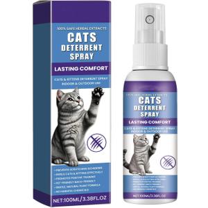 Cat Deterrent Spray - Natural Training Aid for Cats, Indoor & Outdoor Deterrent Spray to Stop Scratching Furniture, Protect Garden, and Deter Unwanted Marking (95ML)