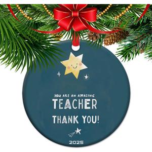 Teacher Appreciation Gifts, You are an Amazon Teacher Christmas Ornament, Thank You Teacher Memory Ceramic Keepsake (C6)