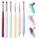 6PCS Nail Art Brushes Set - Professional Nail Design Kit with Gel Polish Brush, Liner, Dotting Tools & Dual-Ended Brushes for Acrylics, French Tips, DIY Manicure Gifts for Beginners/Artists