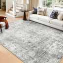 RELEANY Washable Area Rugs 6'x9' Non-Slip Modern Abstract Soft for Living Room Entryway Bedroom Nursery, Print Pattern, Gray White Grey
