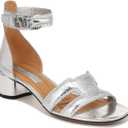 Franco Sarto womens Nora Ankle Strap Low Block Heel SandalHeeled Sandal (9.5, Silver Metallic)