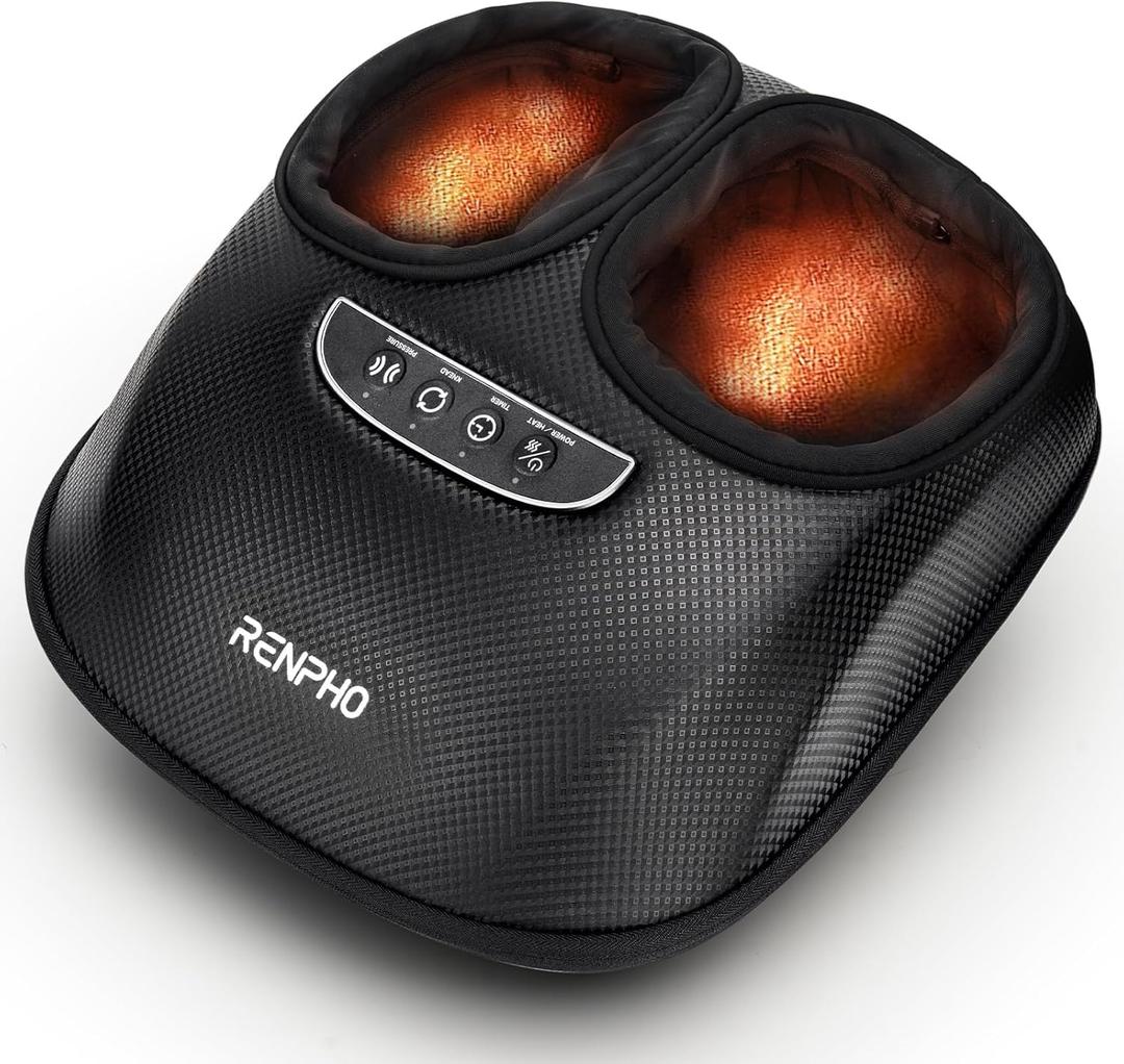 RENPHO Foot Massager with Heat, 3 Air Compression Modes & Levels, Full-Foot Kneading Shiatsu Foot Massage for Plantar Fasciitis & Neuropathy, Christmas Gifts for Women Men Size up to 13