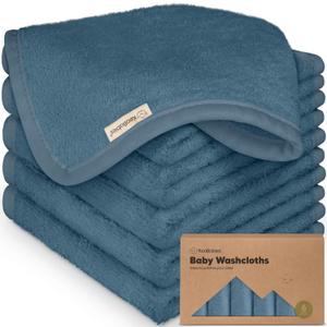 6-Pack Baby Washcloths  Soft Absorbent Viscose from Bamboo Washcloths for Face, Body, Baby Towels for Newborn, Kids, Toddlers, Infant, Gentle on Sensitive Skin, 10x10 Reusable Face Towels (Navy Blue)