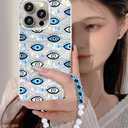 Compatible with iPhone 16 Pro Case for Women Girls, Slim Fit Glitter Cute Phone Case for iPhone 16 Pro with Pearl Phone Charm Lanyard Wrist Strap, Shockproof Hard Protective Case 6.1 Inch Shiny White