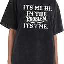 RUSASKO Womens It's Me Hi I'm The Problem It's Me Novelty Print T Shirts, Large