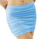 Mliyasan Women's Bodycon Mini Skirt Ruched Mesh Stretch Sexy Skirts (Blue)