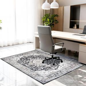 Office Chair Mat for Hardwood Tile Floor, 48"x60"Anti-Slip Under Desk Carpet Protector for Rolling Computer Chair Mat, Machine Washable Office Area Carpet (Chenille, Brown)