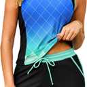 Arolina Tankini Swimsuits for Women Two Piece Athletic Bathing Suits Blouson Tankinis Top with Sporty Pockets Boy Shorts, Size 16W