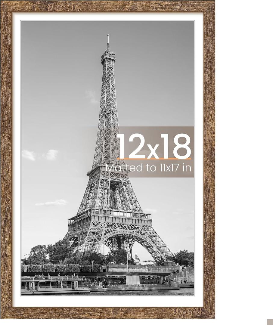 upsimples 12x18 Picture Frame, Wall Decor Poster Frames, Rustic Brown 1Pack