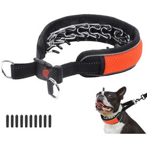 Martingale Collar for Dogs, Reflective No Pull Dog Collar for Large Medium Dogs, Adjustable Anti Pull Dog Collar for Training Walking, Heavy Duty Nylon Slip Collar with Buckle 2 Inch Wide Large Orange