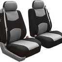FH Group Car Seat Covers All-Purpose Built-in Seatbelt Front Set - Universal Fit for Cars, Trucks & SUVs (Gray/Black) FB351102