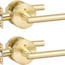 goldenwarm 2 Pack Gold Door Handles Interior, Brushed Gold Privacy Door Levers for Bedroom Bathroom, Heavy Duty Reversible Keyless Door Lever Left Right Handing