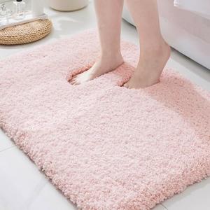ILANGO Pink Bathroom Rugs 24" × 17" Small Non Slip & Super Absorbent Extra Thick Soft, Washable Bath Mat for Floor, Non Shedding Microfiber Plush Shaggy Bath Rug with Rubber for Bathtub Shower Sink
