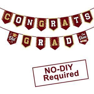 2026 Maroon Graduation Banner - No DIY Required maroon Graduation Party Supplies Decorations Grad Banner for College, High School Party (maroon Congrats Grad)