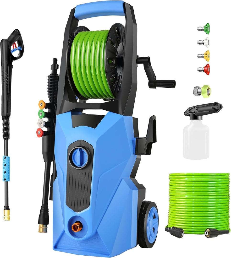 Electric Pressure Washer 5000 PSI 2.8 GPM Power Washers Electric Powered with 33ft Pressure Hose, 4 Nozzle and Foam Cannon, powerwashers for Home, Cars, Fences, Patio, Upgraded Blue