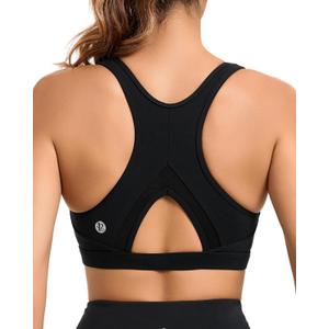 RUNNING GIRL Sports Bras for Women High Support Moulded Cup High Impact Sports Bras Racerback Workout Running Yoga Bra (Medium, 3045 Black)