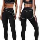 Nirovien Womens 2 Piece Workout Sets Athletic Yoga Sets Pilates Gym Outfits Butt Lifting Leggings and Sports Bra (Black, M)