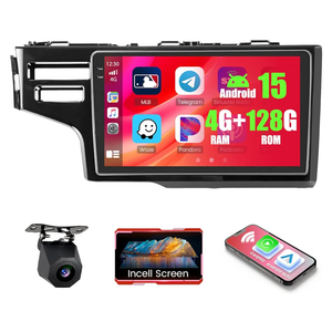 4+128GB Android 15 Car Radio for Honda Fit 2014-2018 Wireless Carplay Android Auto, 9" 1280 * 720P in-Cell Touch Screen Car Stereo WiFi Bluetooth5.0 GPS FM/RDS EQ Backup Camera MIC