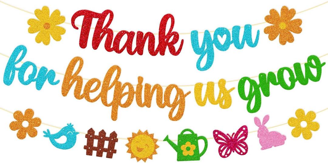 Teacher Appreciation Week Banner Thank You for Helping Us Grow Banner NO DIY Thank You Teachers We Appreciate You Decoration for School Classroom Happy Teachers Day Party Supplies
