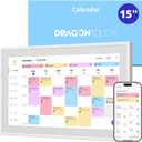 Dragon Touch 15.6" Digital Calendar Chore Chart 1080P Full HD Touchscreen, Smart Family Planner, Hearth Display Digital Calendar Wall & Desk Mountable, Fiberboard, White, 11.5"W x 20.1"H