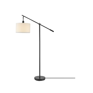 Globe Electric Avellino 66-in Matte Black Shaded floor lamp Floor Lamp with Fabric Shade